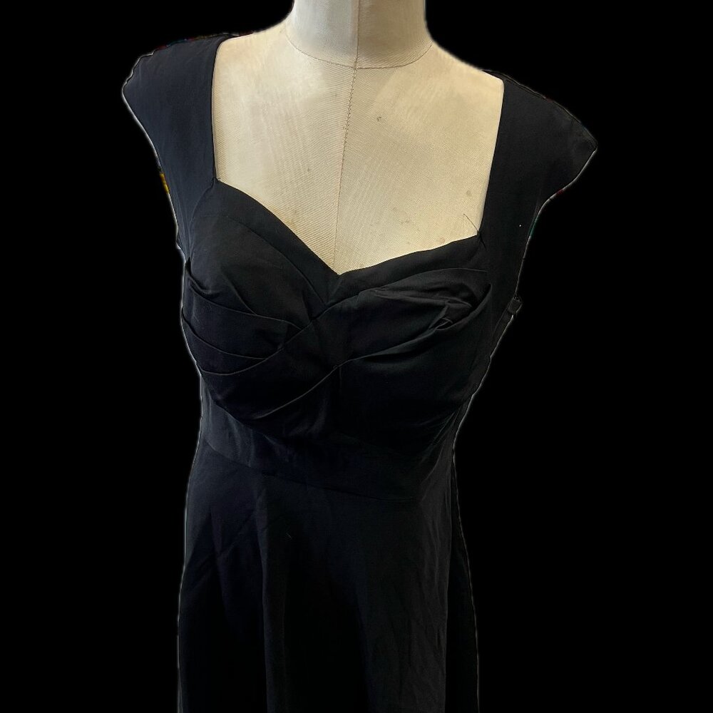 Retro Black DressV V-Neck Midi Dress